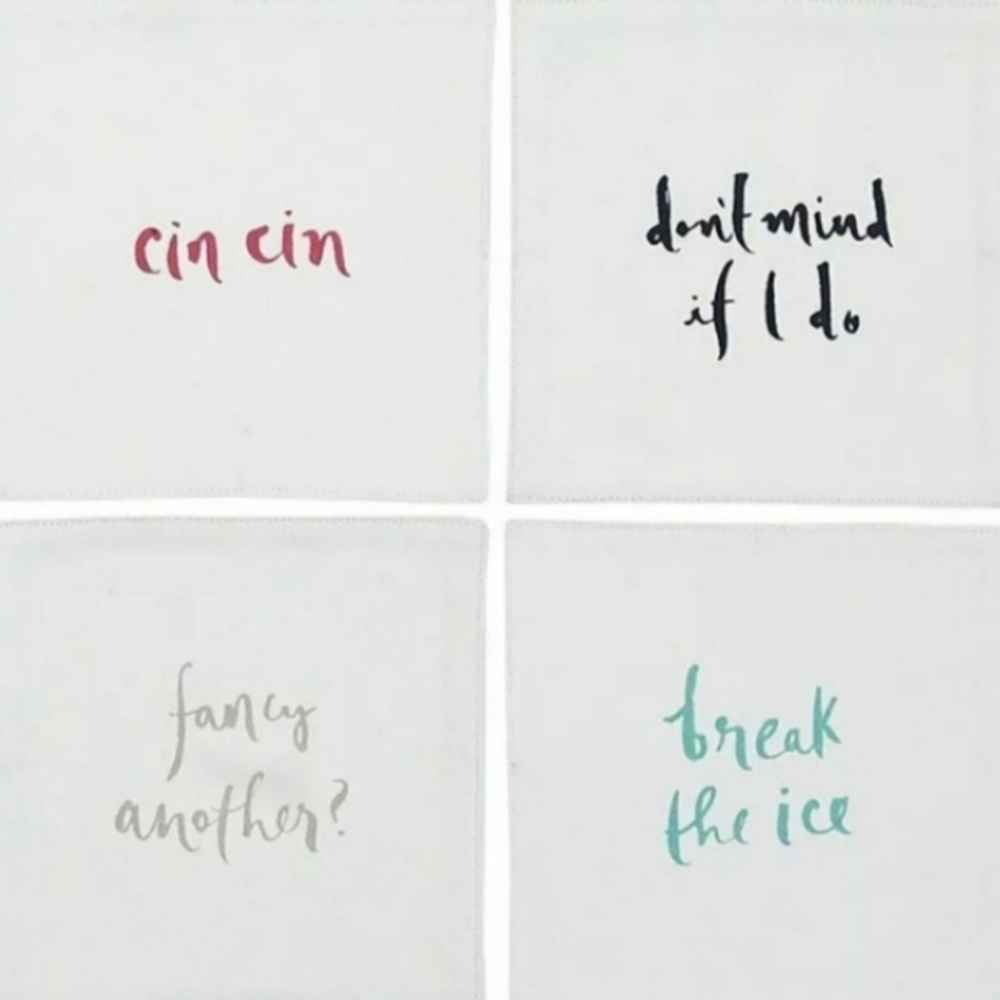 kate spade SMALL TALK Cocktail Napkins Cloth